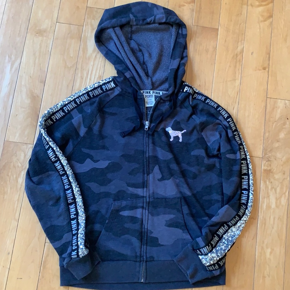 PINK bling camo hoodie